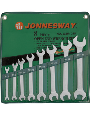 Набор рожковых ключей 6-22 мм, 8 шт, Jonnesway W25108S (47336) фото 1