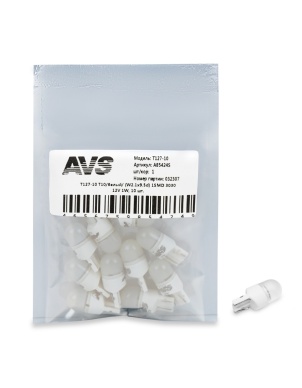 Светодиодные лампочки T127-10 T10 /белый/ (W2.1x9.5d) 1SMD 3030 12V 1W, 10 шт. (A85424S) фото 1