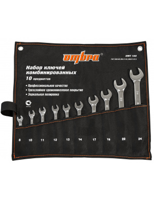 Набор комбинированных ключей в сумке, 8-24 мм, 10 шт, Ombra OMT10S фото 1