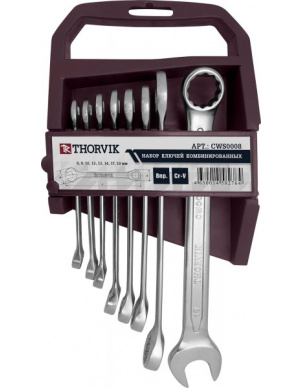 Набор ключей комбинированных 8-19 мм, 8 предметов, Thorvik CWS0008 (52045) фото 1