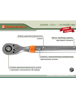 Динамометрический ключ 1/4 DR, 5-25 Hm, Jonnesway T21025N фото 4