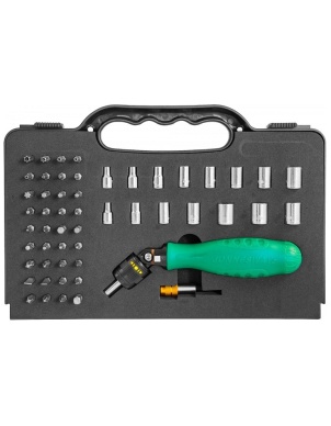 Отверточная рукоятка трещоточная c гибкой головкой и насадками 53 шт, Jonnesway DR0253S фото 2