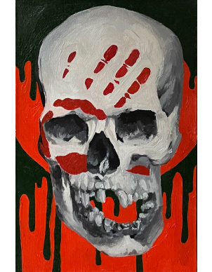 Картина «Skull in red» (30х20 см, холст, масло) фото 1