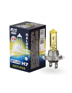 Лампа галогенная AVS ATLAS ANTI-FOG, BOX желтый H7.12V.55W (1 шт.) фото 1