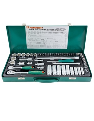 Набор головок 1/4 DR, 3/8 DR, 4-24 мм, 56 предметов, Jonnesway S04H3157S фото 1