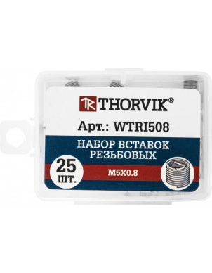 Набор вставок резьбовых M5x0.8, 25 предметов, Thorvik WTRI508 (53186) фото 2