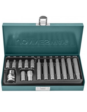 Набор бит (вставок) 10 мм, шестигранных Н4-12мм, 30, 75мм (15 шт) Jonnesway S29H4115S фото 1