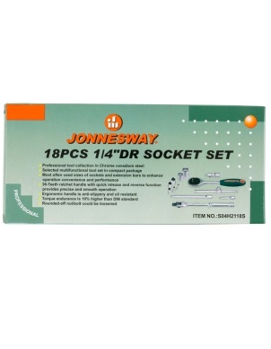 Набор головок 1/4 DR, 4-13 мм, 18 предметов, Jonnesway S04H2118S фото 3