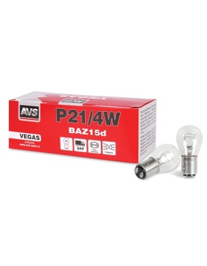 Лампа AVS Vegas 24V. P21/4W (BAZ15d) смещ.штифт BOX 10шт. A78324S фото 1