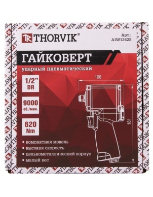 Гайковерт ударный пневматический 1/2"DR, 9000 об/мин, 620 Нм, Thorvik AIW1262S (53923) фото 3