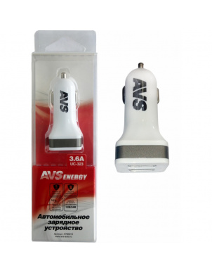 Зарядное устройство USB (2 порта) AVS UC-323 (3,6А) фото 1