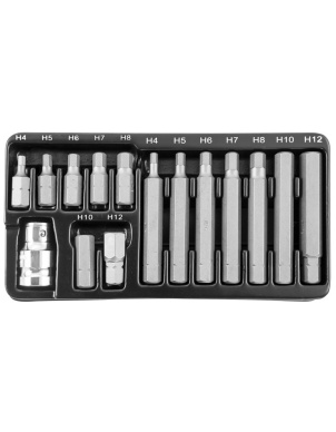 Набор бит (вставок) 10 мм, шестигранных Н4-12мм, 30, 75мм (15 шт) Jonnesway S29H4115S фото 2