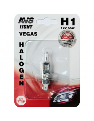 Лампа галогеновая AVS Vegas в блистере H1.12V.55W (1 шт.) фото 1
