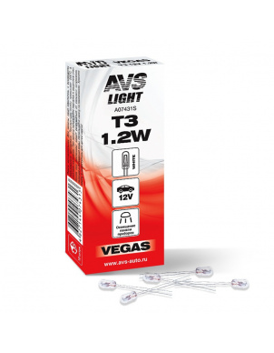 Лампа AVS Vegas 12V. T3 1.2W (бесцокольная, усы 2 см.) (BOX 10 шт.) (A07431S) фото 1