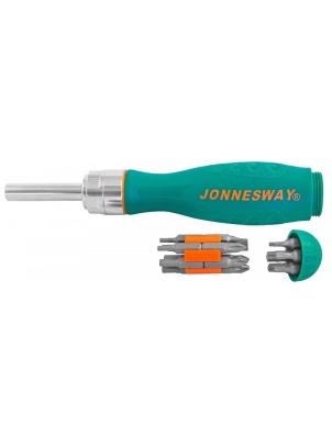 Отверточная рукоятка трещоточная с набором бит, 19 предметов, Jonnesway DR0119S фото 1