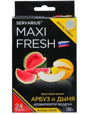 Ароматизатор воздуха (под сиденье, гель 100 гр.) MAXI FRESH MF-102 "АРБУЗ И ДЫНЯ" (с пробником) фото 1